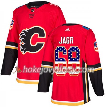 Pánské Hokejový Dres Calgary Flames Jaromir Jagr 68 2017-2018 USA Flag Fashion Černá Adidas Authentic